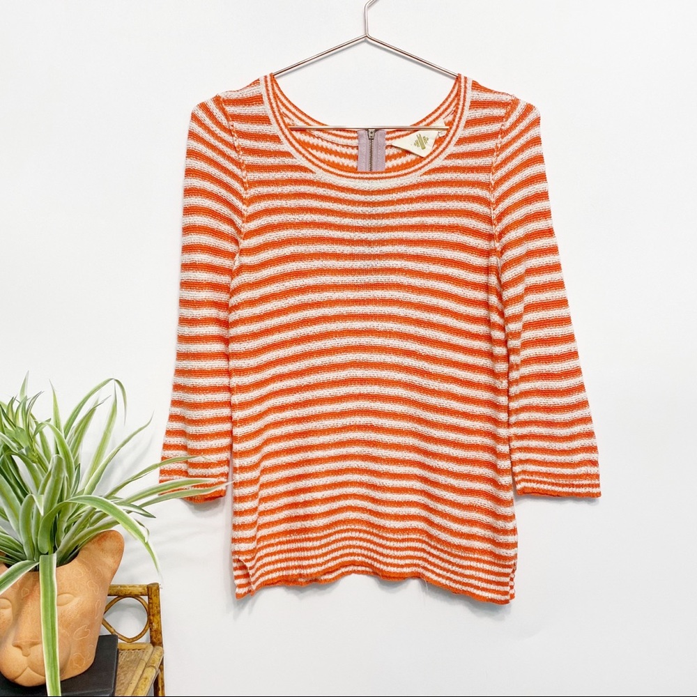 ANTHRO Monogram Stacked Latitudes Orange Sweater